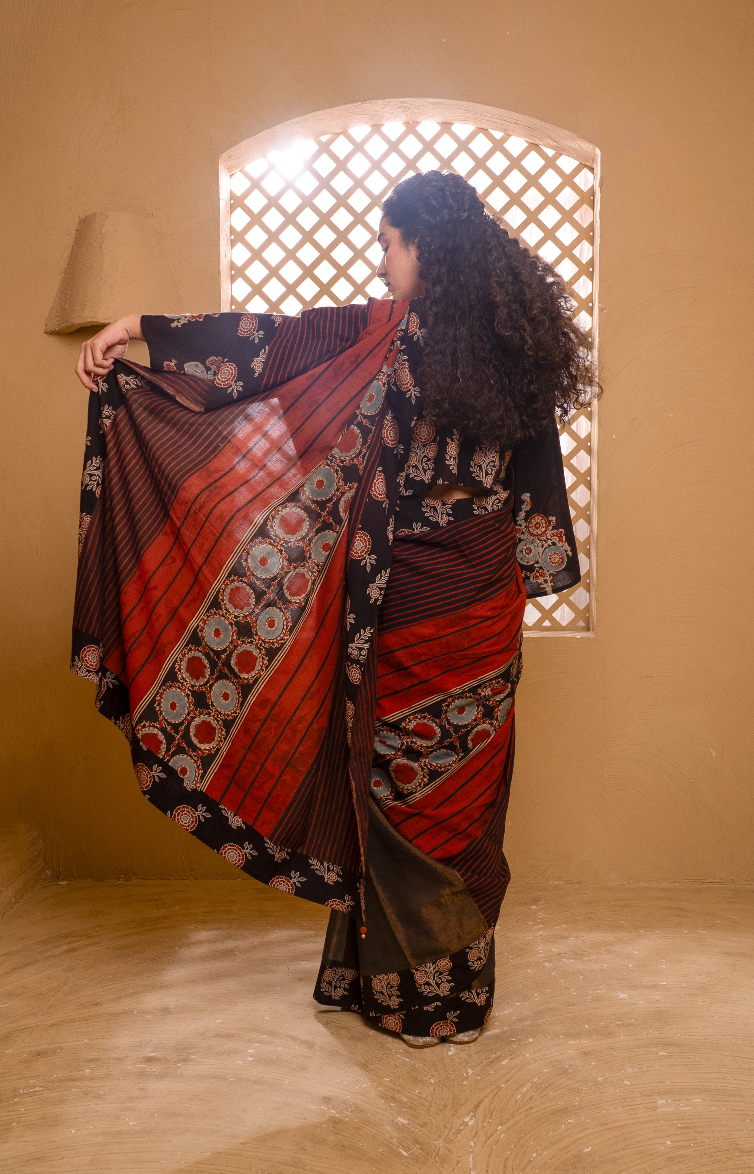 Ajrakh Saree