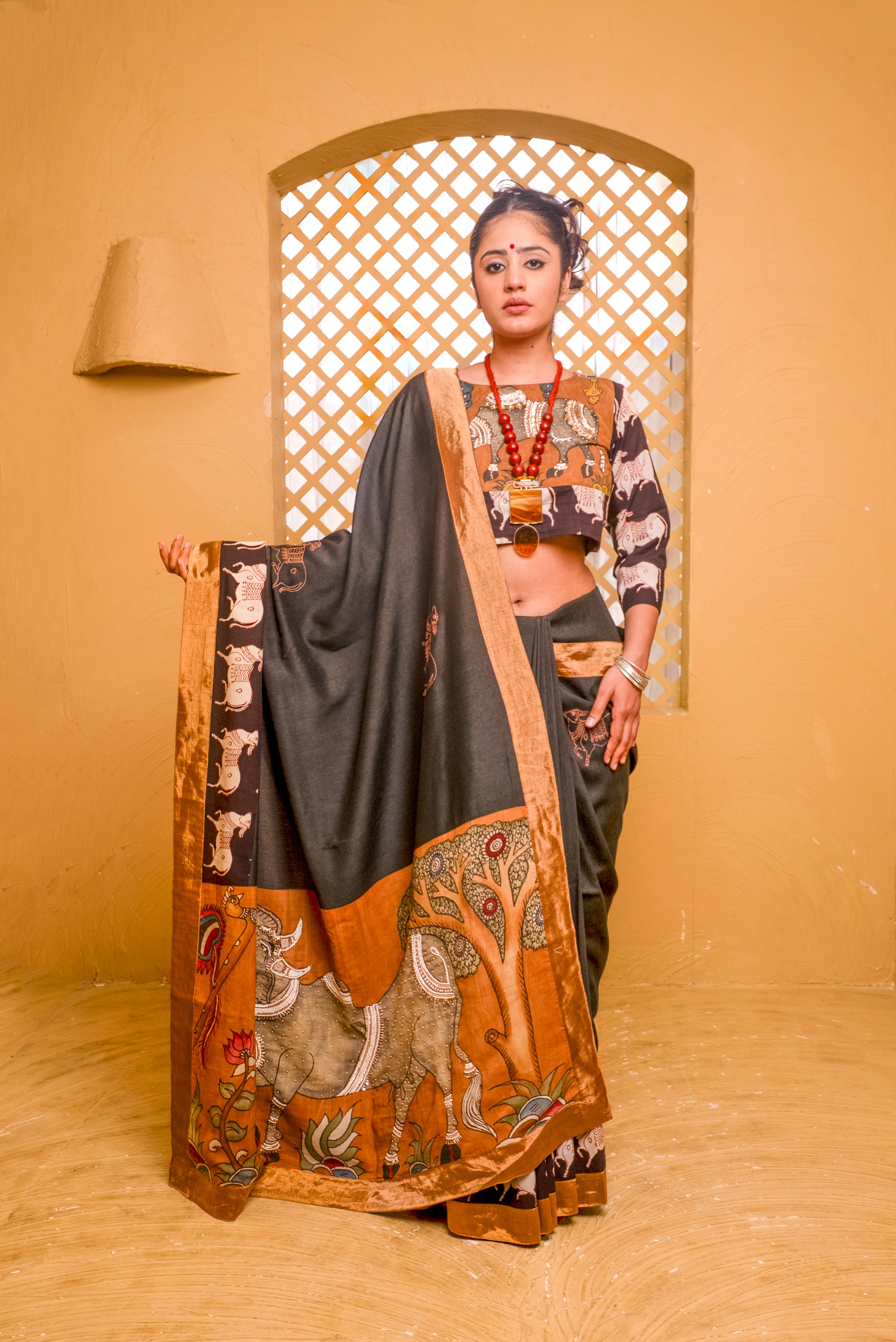 Kalamkari Munga Saree