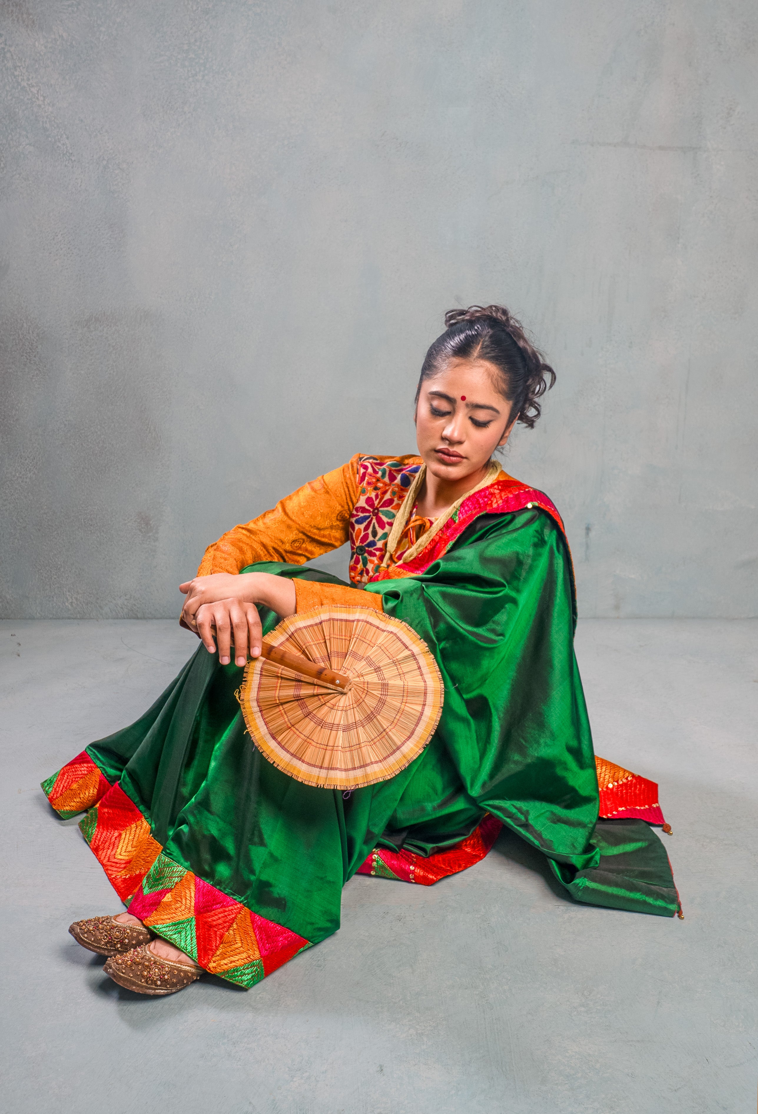 Bagh Phulkari Silk Saree