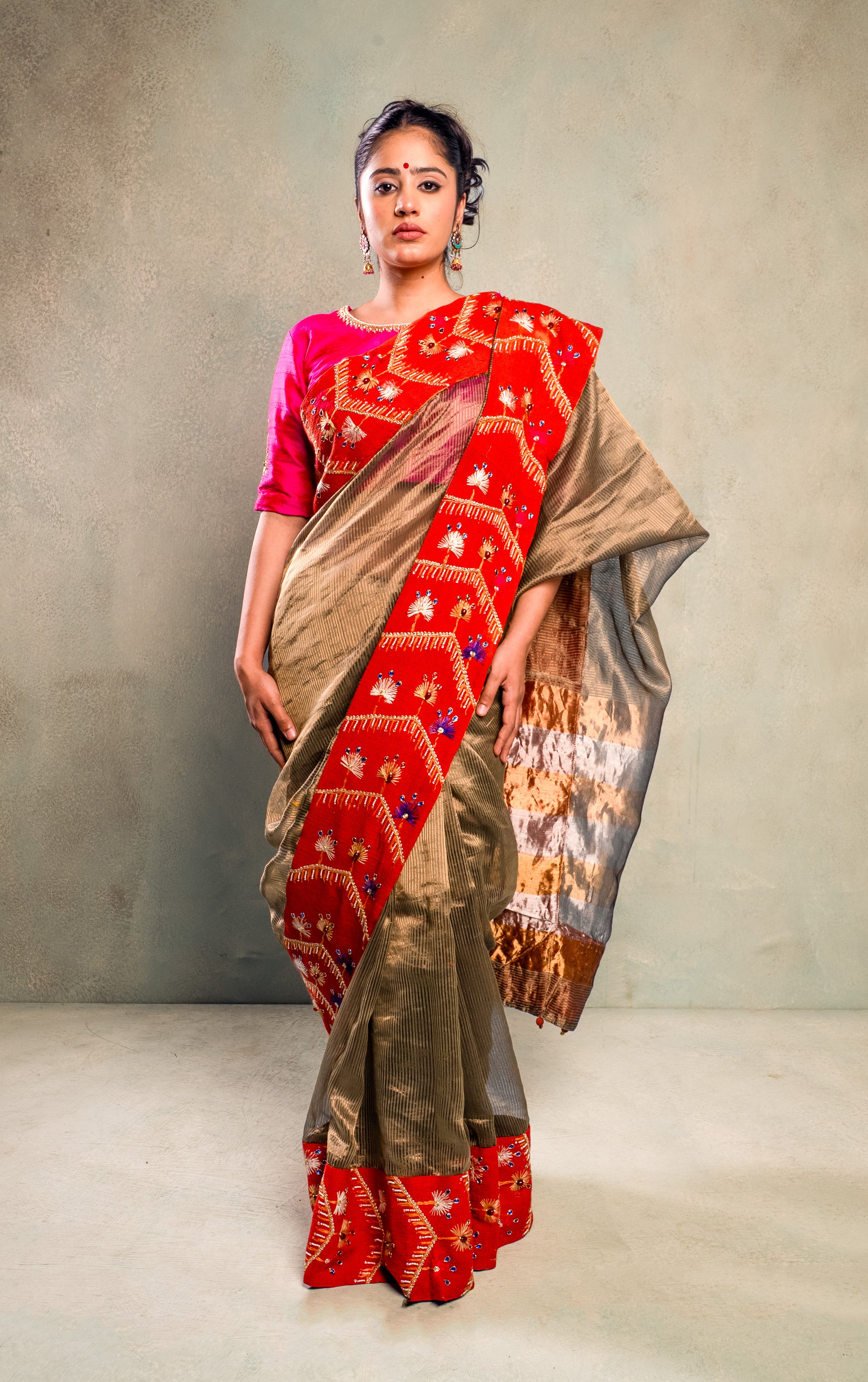Handwoven Chanderi Tissue Saree