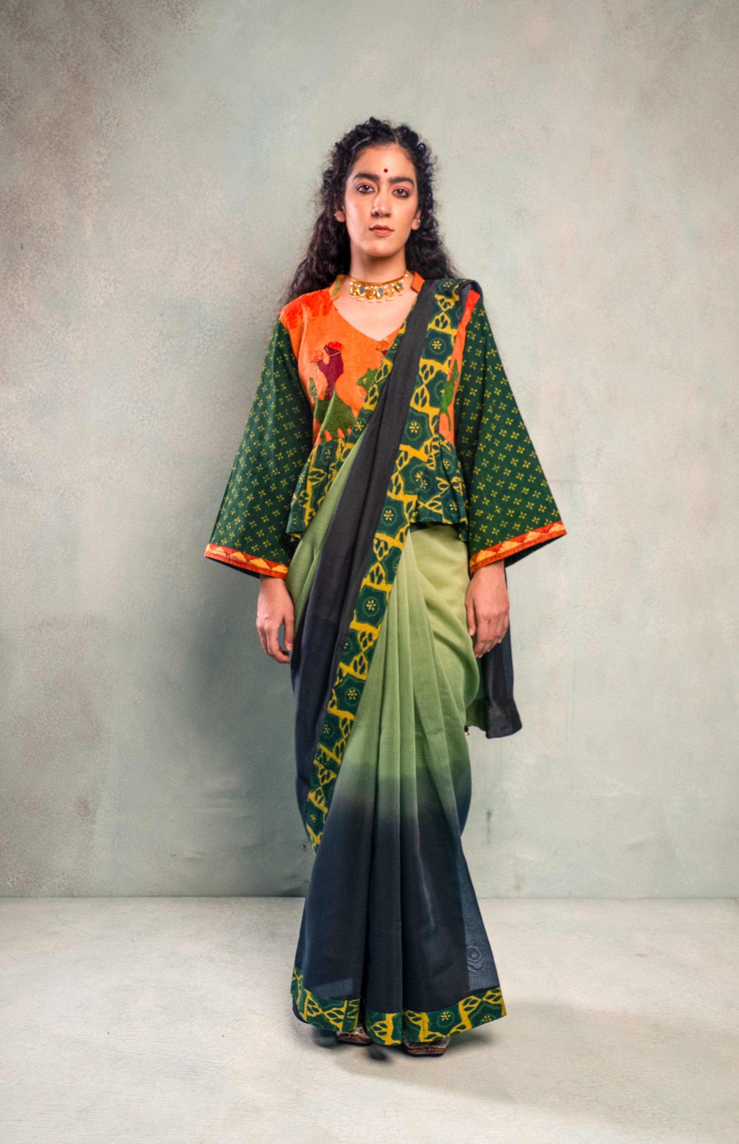 Ombre Dyed Chanderi Saree