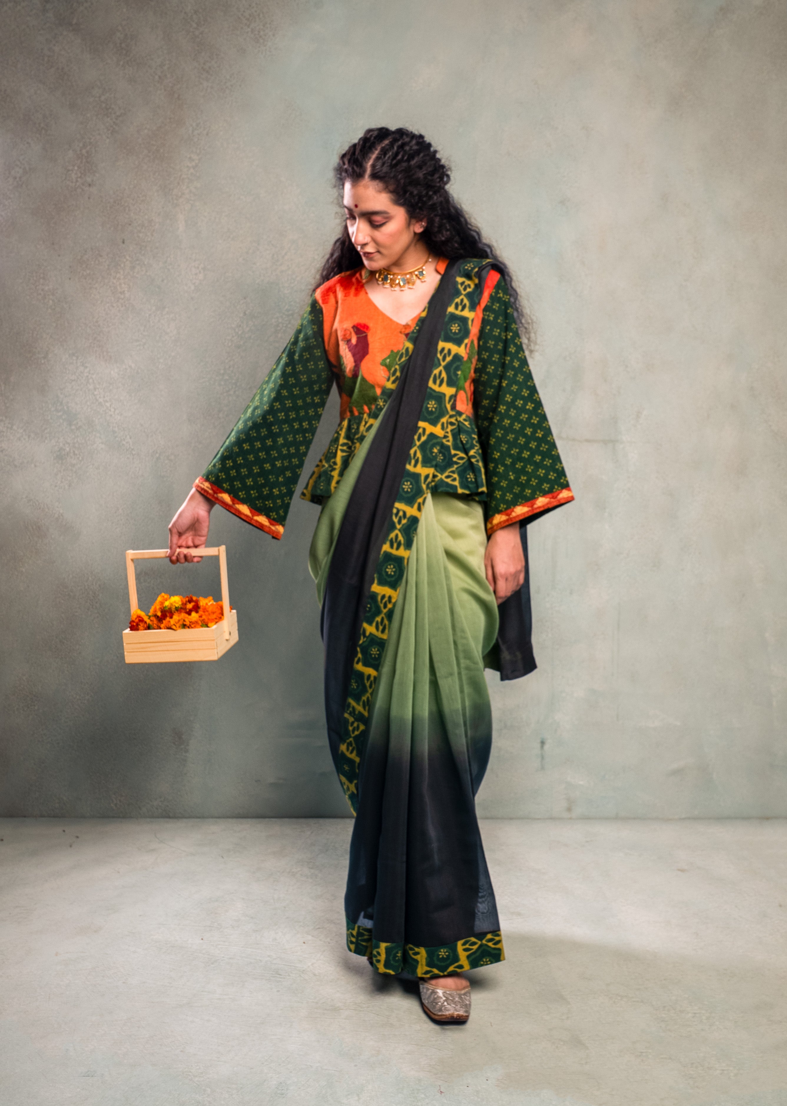 Ombre Dyed Chanderi Saree
