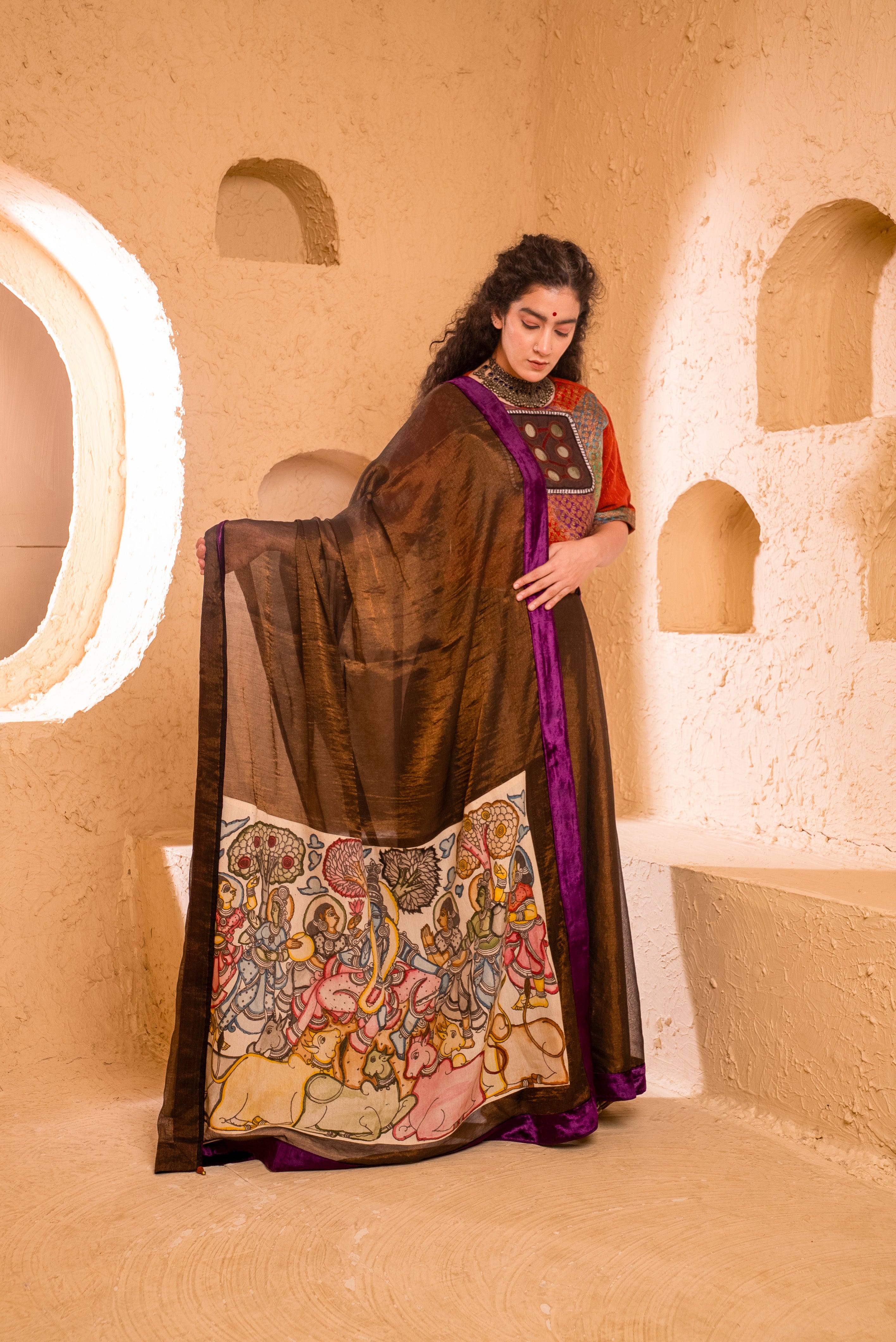 Kalamkari Tissue Saree
