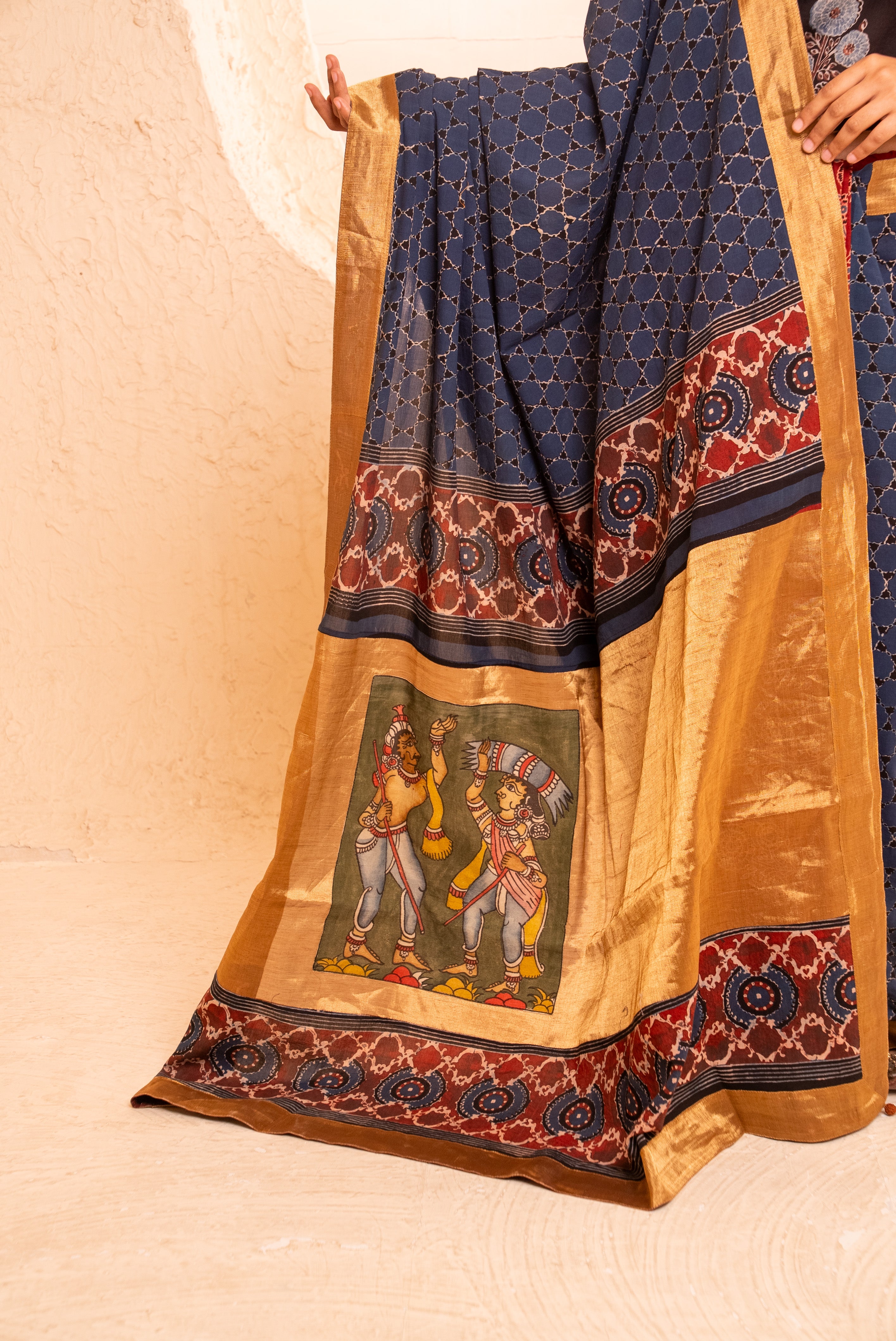 Ajrakh & Tissue Saree