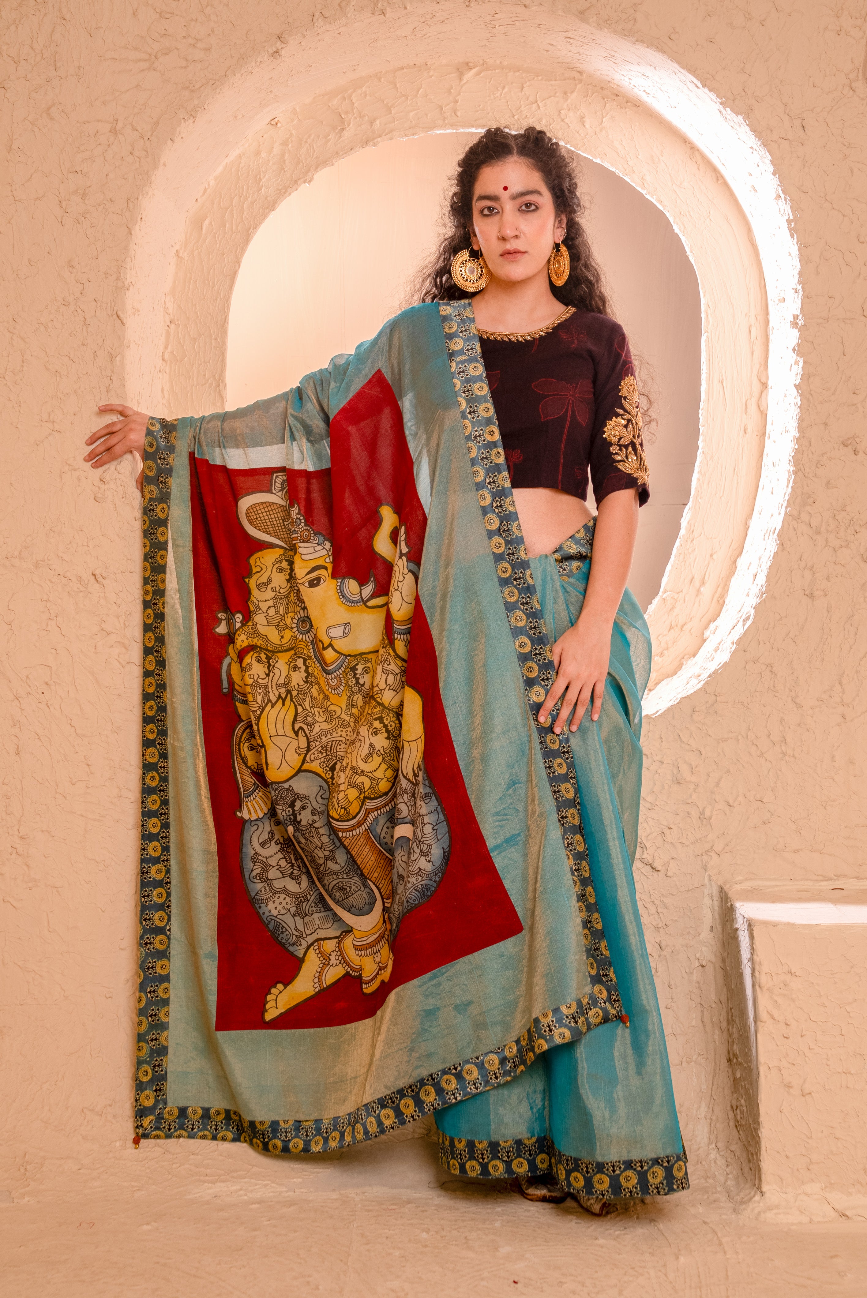 Ganesha Kalamkari Saree