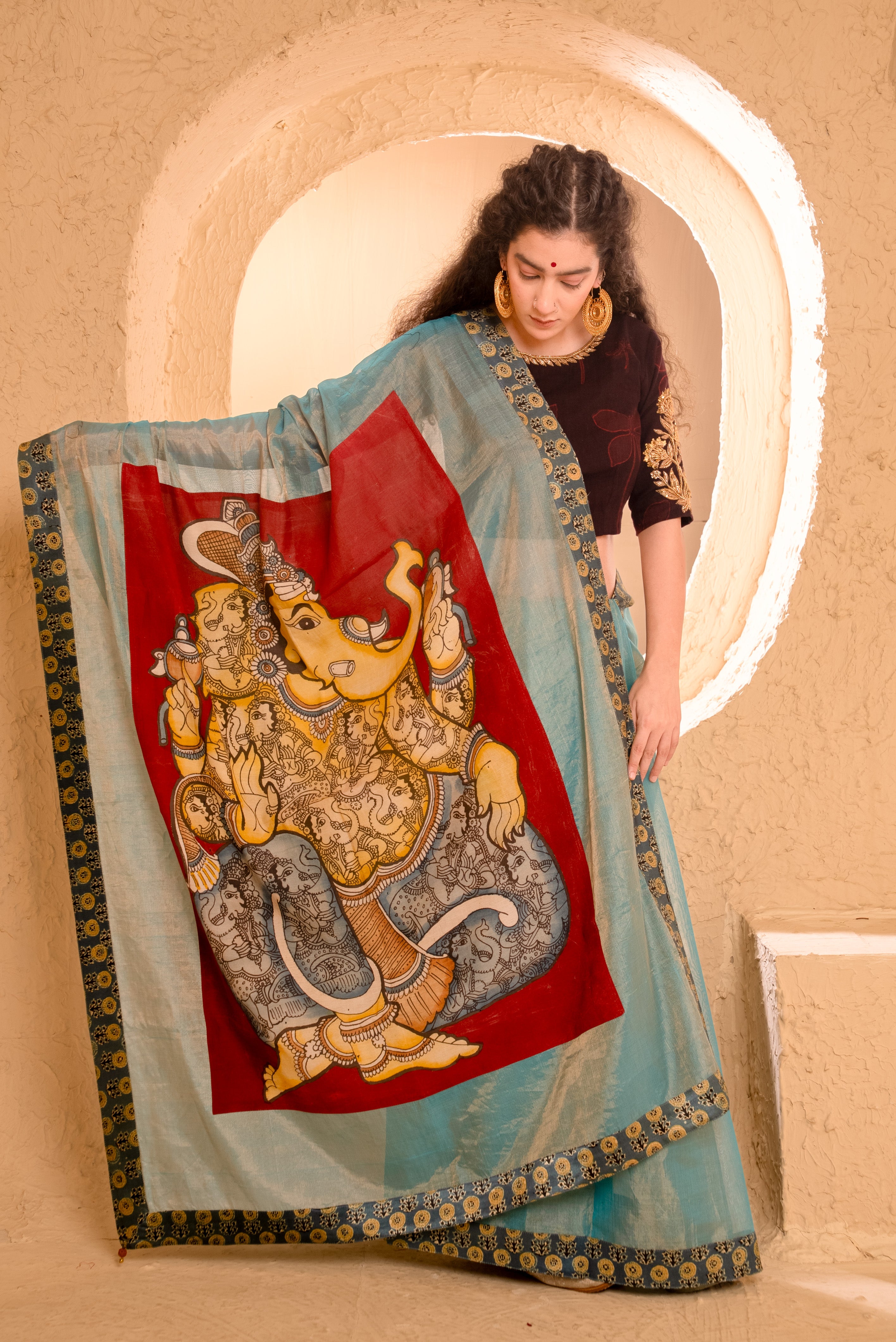 Ganesha Kalamkari Saree
