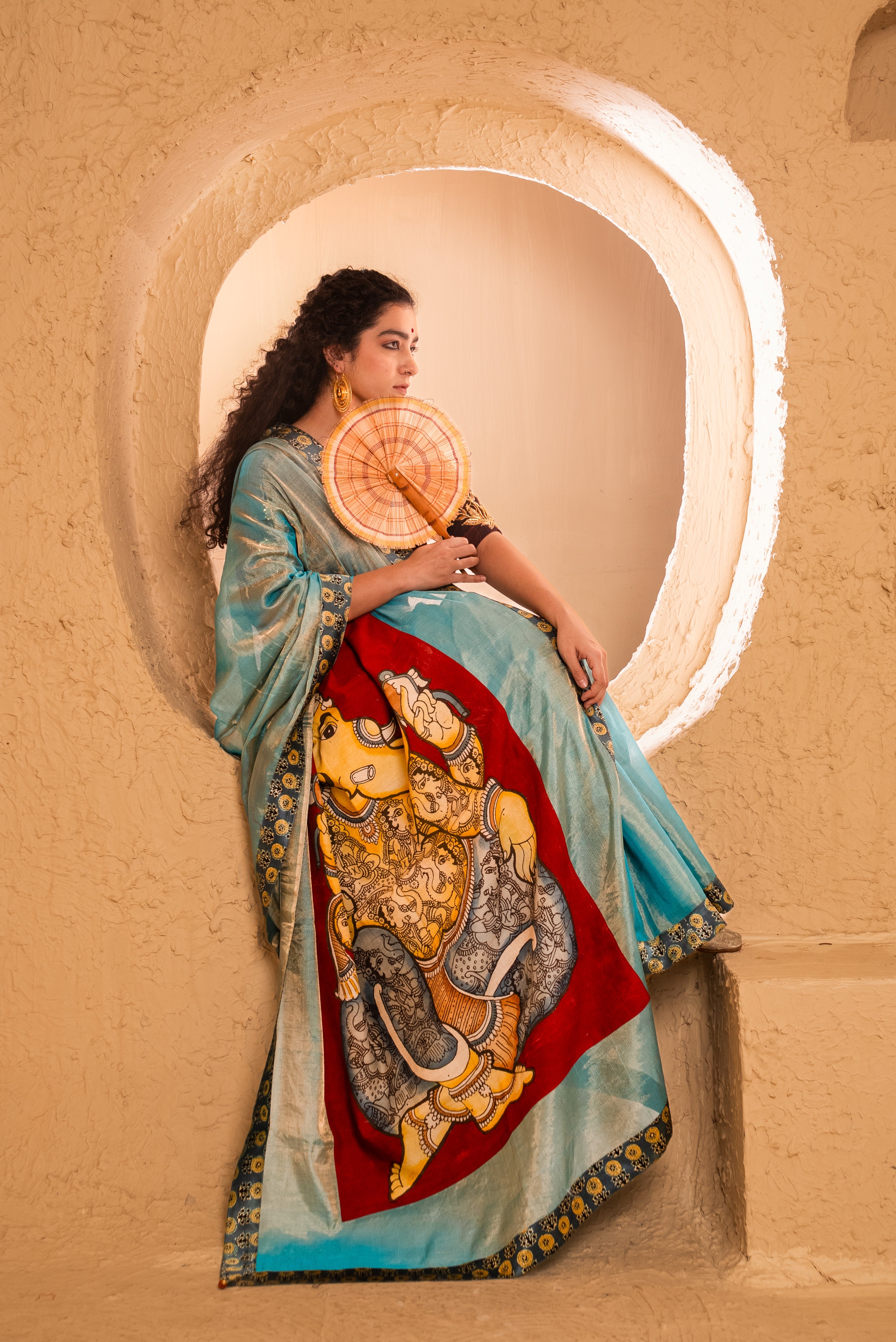 Ganesha Kalamkari Saree